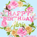 Beautiful Birthday Flowers Card for Abrie with Animated Butterflies