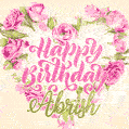 Pink rose heart shaped bouquet - Happy Birthday Card for Abrish