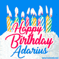 Happy Birthday GIF for Adarius with Birthday Cake and Lit Candles