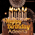 Chocolate Happy Birthday Cake for Adeena (GIF)