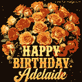 Beautiful bouquet of orange and red roses for Adelaide, golden inscription and twinkling stars