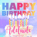 Animated Happy Birthday Cake with Name Adelaide and Burning Candles