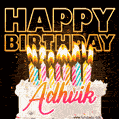 Adhvik - Animated Happy Birthday Cake GIF for WhatsApp