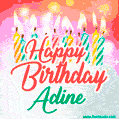 Happy Birthday GIF for Adine with Birthday Cake and Lit Candles
