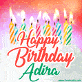 Happy Birthday GIF for Adira with Birthday Cake and Lit Candles
