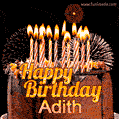 Chocolate Happy Birthday Cake for Adith (GIF)