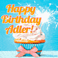 Happy Birthday, Adler! Elegant cupcake with a sparkler.