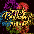 Happy Birthday, Adley! Celebrate with joy, colorful fireworks, and unforgettable moments. Cheers!