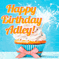 Happy Birthday, Adley! Elegant cupcake with a sparkler.