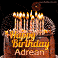 Chocolate Happy Birthday Cake for Adrean (GIF)