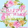 Beautiful Birthday Flowers Card for Adrianna with Animated Butterflies