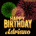 Wishing You A Happy Birthday, Adriano! Best fireworks GIF animated greeting card.