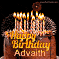 Chocolate Happy Birthday Cake for Advaith (GIF)