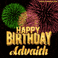 Wishing You A Happy Birthday, Advaith! Best fireworks GIF animated greeting card.