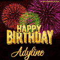 Wishing You A Happy Birthday, Adyline! Best fireworks GIF animated greeting card.