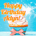 Happy Birthday, Adyn! Elegant cupcake with a sparkler.