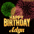 Wishing You A Happy Birthday, Adyn! Best fireworks GIF animated greeting card.