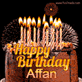 Chocolate Happy Birthday Cake for Affan (GIF)