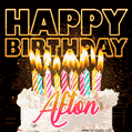 Afton - Animated Happy Birthday Cake GIF for WhatsApp