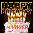 Ahmaad - Animated Happy Birthday Cake GIF for WhatsApp