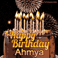 Chocolate Happy Birthday Cake for Ahmya (GIF)