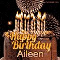 Chocolate Happy Birthday Cake for Aileen (GIF)