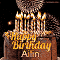 Chocolate Happy Birthday Cake for Ailin (GIF)