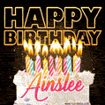 Ainslee - Animated Happy Birthday Cake GIF Image for WhatsApp