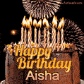 Chocolate Happy Birthday Cake for Aisha (GIF)