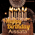 Chocolate Happy Birthday Cake for Aissata (GIF)