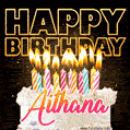 Aithana - Animated Happy Birthday Cake GIF Image for WhatsApp