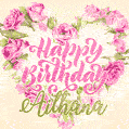 Pink rose heart shaped bouquet - Happy Birthday Card for Aithana