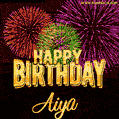 Wishing You A Happy Birthday, Aiya! Best fireworks GIF animated greeting card.