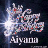 A personalized greeting card for Aiyana featuring a silver queen crown decorated with multicolored crystals.