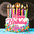 Amazing Animated GIF Image for Ajax with Birthday Cake and Fireworks