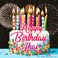 Amazing Animated GIF Image for Akai with Birthday Cake and Fireworks