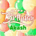 Happy Birthday Image for Akash. Colorful Birthday Balloons GIF Animation.