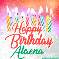 Happy Birthday GIF for Alaena with Birthday Cake and Lit Candles