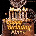 Chocolate Happy Birthday Cake for Alany (GIF)