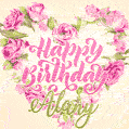 Pink rose heart shaped bouquet - Happy Birthday Card for Alany