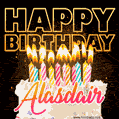 Alasdair - Animated Happy Birthday Cake GIF for WhatsApp