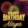 Wishing You A Happy Birthday, Alayna! Best fireworks GIF animated greeting card.