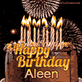 Chocolate Happy Birthday Cake for Aleen (GIF)
