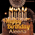 Chocolate Happy Birthday Cake for Aleena (GIF)
