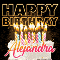 Alejandra - Animated Happy Birthday Cake GIF Image for WhatsApp