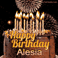 Chocolate Happy Birthday Cake for Alesia (GIF)