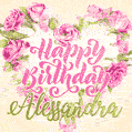 Pink rose heart shaped bouquet - Happy Birthday Card for Alessandra