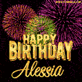 Wishing You A Happy Birthday, Alessia! Best fireworks GIF animated greeting card.