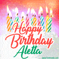 Happy Birthday GIF for Aletta with Birthday Cake and Lit Candles