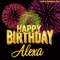 Wishing You A Happy Birthday, Alexa! Best fireworks GIF animated greeting card.